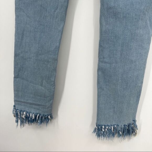 Free People Great Heights Light Blue Frayed Blue Distressed Skinny Jeans Women’s - Picture 10 of 12